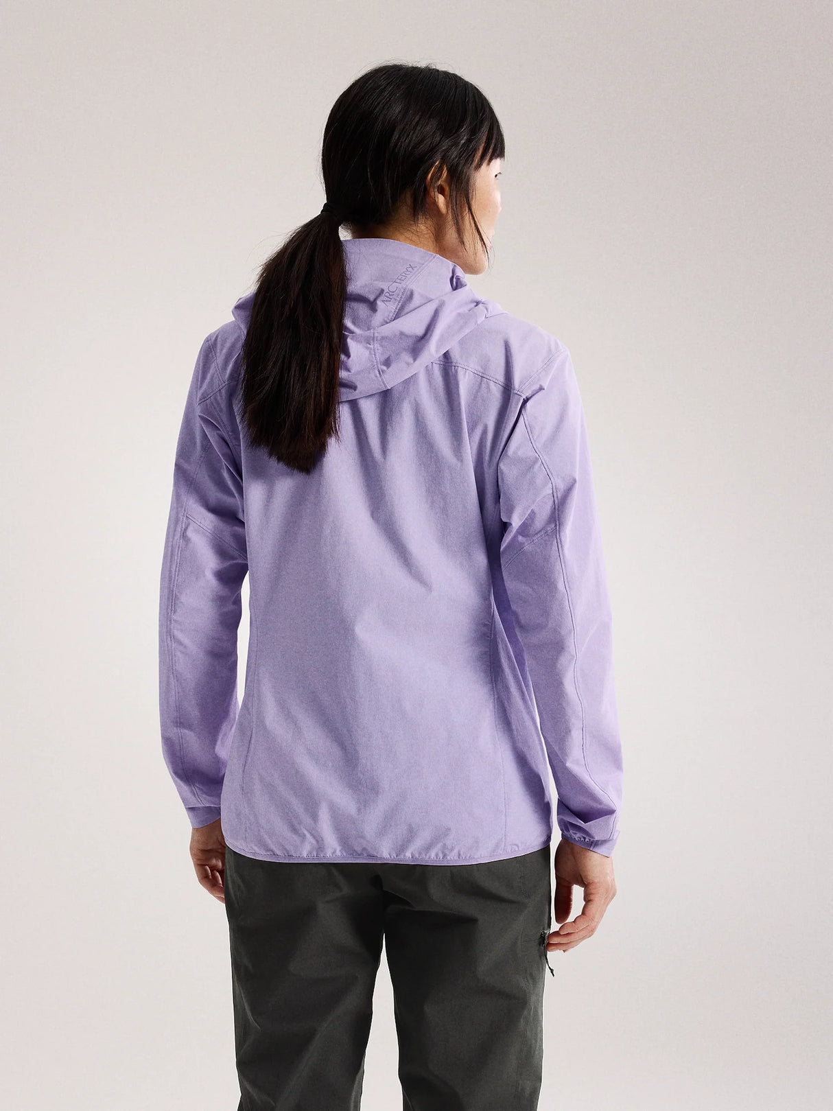 Person wearing a light purple jacket on a plain background - Arc'teryx Gamma Lightweight Hoody (Women's) - Mallow