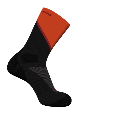Salomon Pulse Crew Socks (Unisex) - Black/Cherry Tomato/Fired Brick - Find Your Feet Australia Hobart Launceston Tasmania