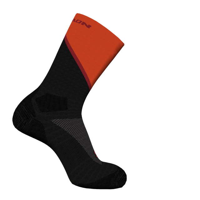 Salomon Pulse Crew Socks (Unisex) - Black/Cherry Tomato/Fired Brick - Find Your Feet Australia Hobart Launceston Tasmania