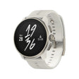 A white smartwatch with a round silver bezel and a black digital display showing the time as 19:36, set against a plain white background. - Suunto Race S Stainless Steel GPS Sports Watch - Powder Grey - Powder Gray