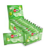 A retail display box of SaltsStick Energy Gummies in Green Apple flavor, with multiple individual packet packs arranged in front on a clean white background. - SaltStick Energy Gummies - Green Apple - 10 Pack