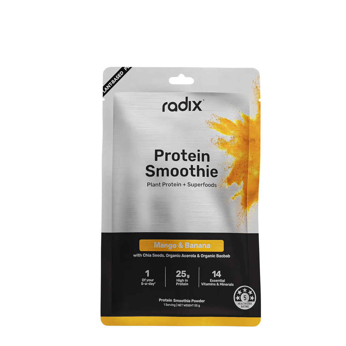 Radix Nutrition Plant Protein Smoothies - Single Serve - Mango & Banana