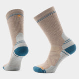 Pair of beige and blue socks on a light gray background - Smartwool Hike Full Cushion Crew Socks (Women's) - Fossil