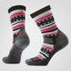 Pair of striped socks with gray, pink, and black pattern on a white background - Smartwool Hike Margarita Light Cushion Crew Socks (Women's) - Black