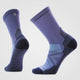 Pair of purple socks with a logo on a light gray background - Smartwool Hike Light Cushion Crew Socks (Unisex) - Nightfall Blue