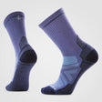 Pair of purple socks with a logo on a light gray background - Smartwool Hike Light Cushion Crew Socks (Unisex) - Nightfall Blue
