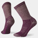 Pair of purple and gray socks on a light gray background - Smartwool Hike Classic Edition Full Cushion Crew Socks (Women's) - Bordeaux