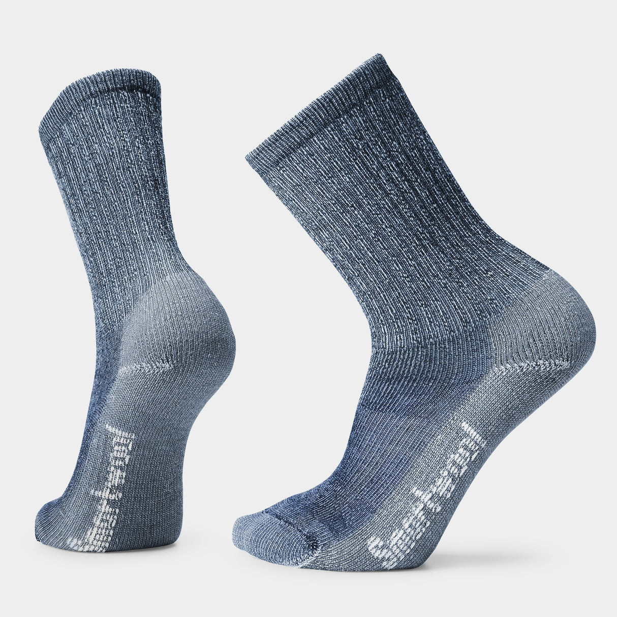 Pair of gray socks on a light gray background - Smartwool Hike Classic Edition Light Cushion Crew Socks (Unisex) - Alpine Blue