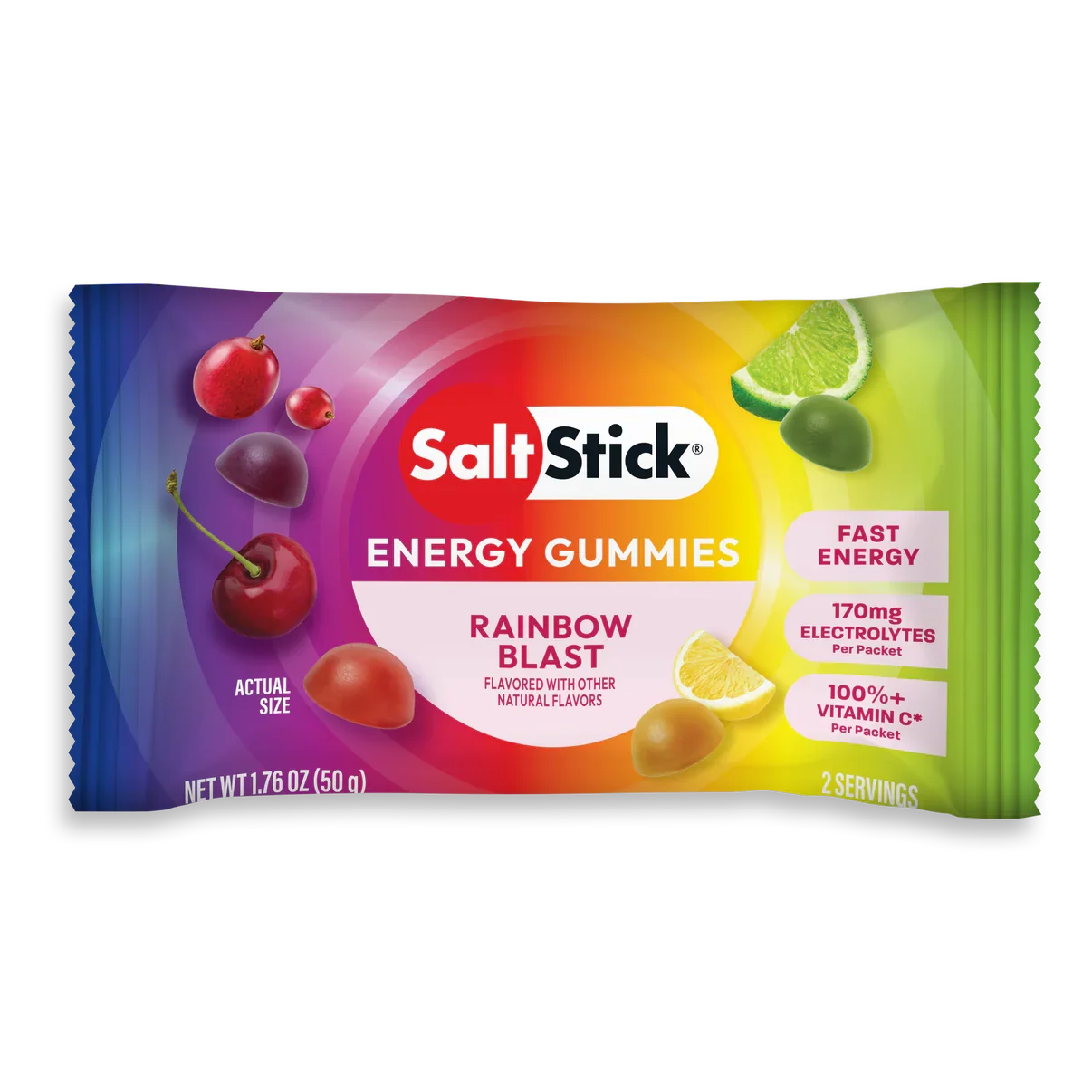 SaltStick Energy Gummies Rainbow Blast package on a white background - SaltStick Energy Gummies - OMG! Rainbow Blast - Single Pack