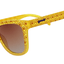 goodr Scusi Coming Through Yellow sunglasses with decorative pattern on a white background