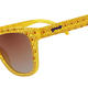 goodr Scusi Coming Through Yellow sunglasses with decorative pattern on a white background