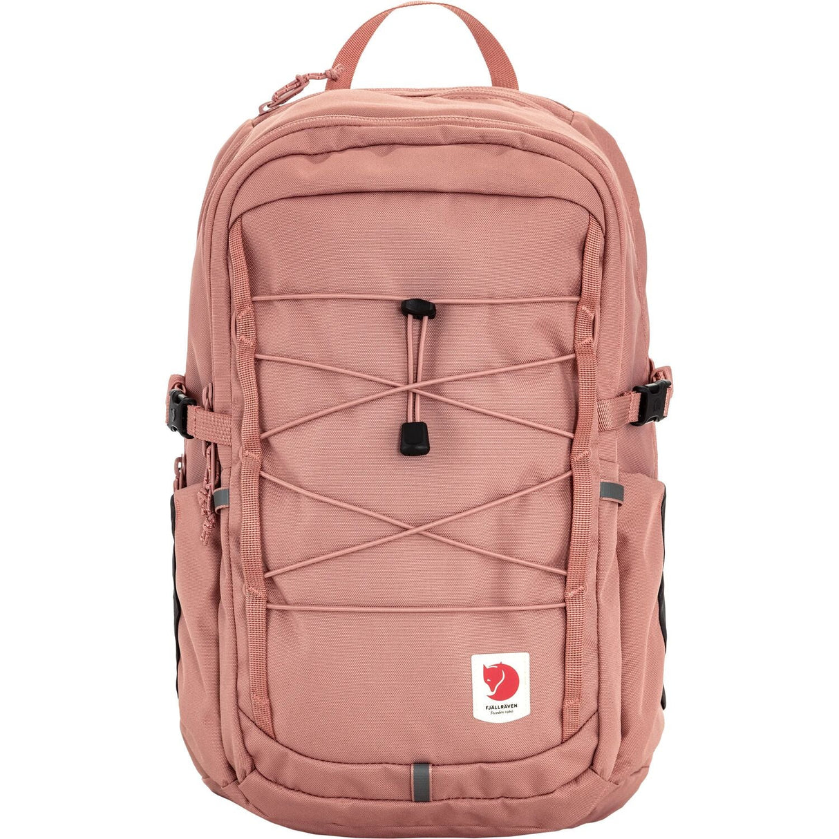 Pink backpack with a visible brand logo on a white background - Fjällräven Skule 20 Backpack - Dusty Rose