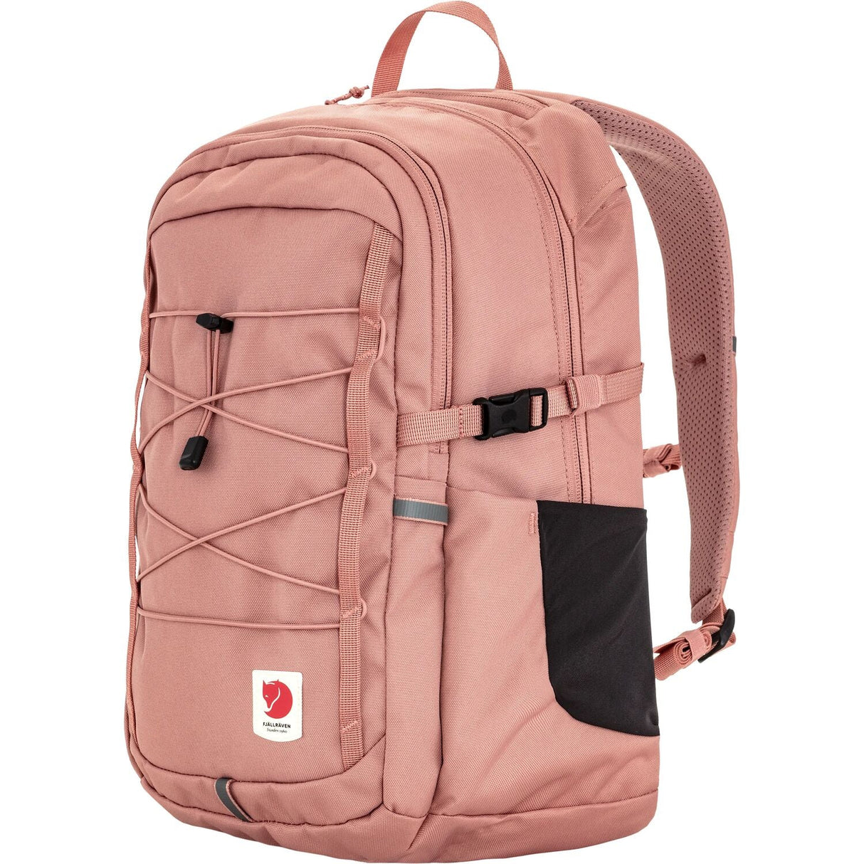 Pink backpack with a visible brand logo on a white background - Fjällräven Skule 20 Backpack - Dusty Rose