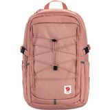 Pink backpack with a visible brand logo on a white background - Fjällräven Skule 28 Backpack - Dusty Rose