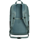 Green backpack with multiple straps on a white background - Fjällräven Skule 28 Backpack - Nimbus Blue