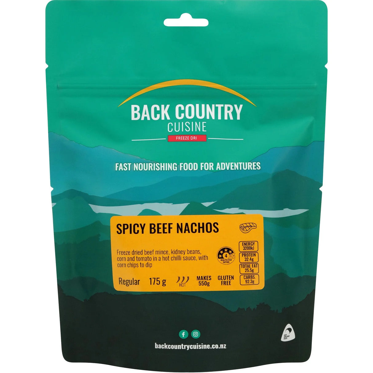 Back Country Cuisine Meals - Regular - Spicy Beef Nachos (Gluten Free) - Find Your Feet Australia Hobart Launceston Tasmania