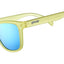 goodr Meatball Hangover Yellow sunglasses with blue lenses on a white background