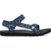 A single Teendoes brand sandal shown in profile against a white background. The sandal features navy blue woven straps with a white geometric diamond pattern and a black textured footbed and sole. - Teva Original Universal Sandals (Men's) - Diamond Olive