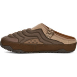 A brown and beige slip-on clog shoe with a wavy quilted upper, textured panels, and a thick brown sole, shown from a side profile on a white background. - Teva ReEmber Terrain (Unisex) - Chocolate Chip