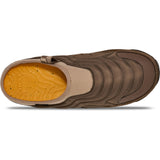 A single brown slip-on shoe with a textured wavy upper, beige lining, and a bright yellow-orange contoured footbed, shown from a top-down view on a white background. - Teva ReEmber Terrain (Unisex) - Chocolate Chip