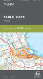 Front cover of a Tasmap Table Cape TH05 map publication for Tasmania, showing a detailed coastal map with roads, coastline, and water, plus the title and publisher branding. - Tasmap 1:50000 Topographic/Cadastral Maps - Table Cape