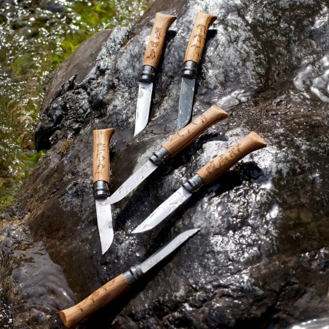 Opinel No°08 Oak Engraved Handle Folding Knife - Animalia - Find Your Feet Australia Hobart Launceston Tasmania