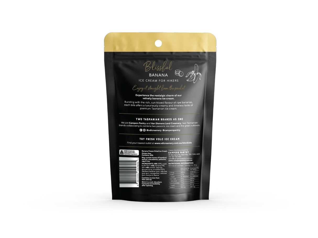 Campers Pantry Freeze Dried Ice Cream - Banana (30g) - Find Your Feet Australia Hobart Launceston Tasmania