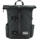 A dark gray Jell Raven backpack with a top handle, roll-top zipper, and multiple black straps and buckles, shown against a plain white background. - Fjällräven Vardag Foldsack 25 - Coal Black
