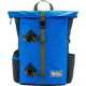 A Fjall Raven backpack in vibrant blue with dark gray side panels and olive green straps, shown on a clean white background. - Fjällräven Vardag Foldsack 25 - Un Blue/Coal Black
