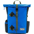 A Fjall Raven backpack in vibrant blue with dark gray side panels and olive green straps, shown on a clean white background. - Fjällräven Vardag Foldsack 25 - Un Blue/Coal Black