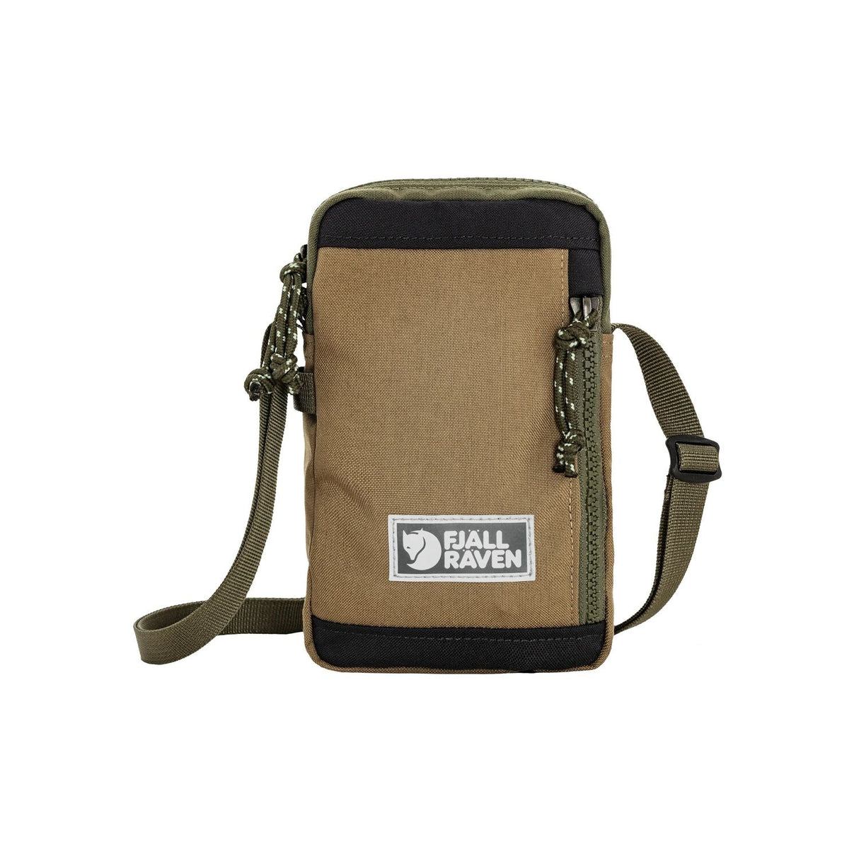 Brown crossbody bag with visible Fjällräven logo on a white background - Fjällräven Vardag Pocket Small - Green/Clay