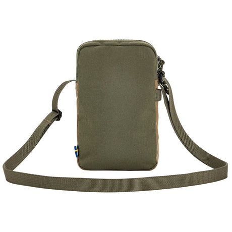 Green crossbody bag with a strap on a white background - Fjällräven Vardag Pocket Small - Green/Clay
