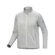 A light gray heathered zip-up jacket with a stand-up collar, shown on a plain white background. - Arc'teryx Covert Cardigan (Women's) - Atmos Heather