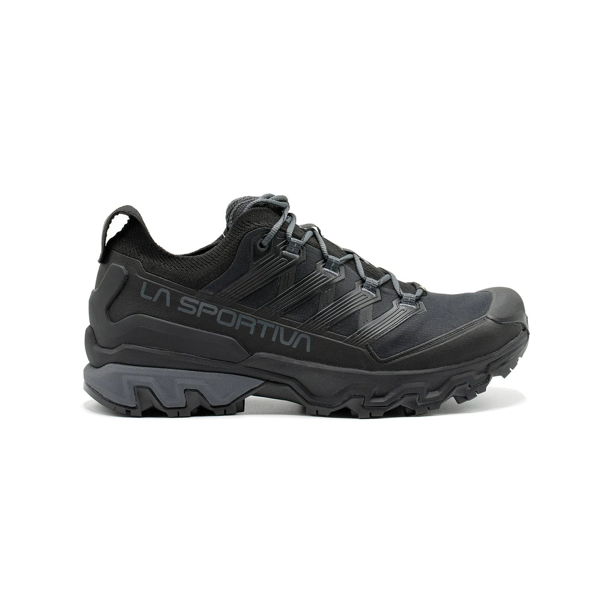 Black hiking shoe with 'La Sportiva' branding on a white background - La Sportiva Ultra Raptor 3 GORE-TEX Shoes (Men's) - Black