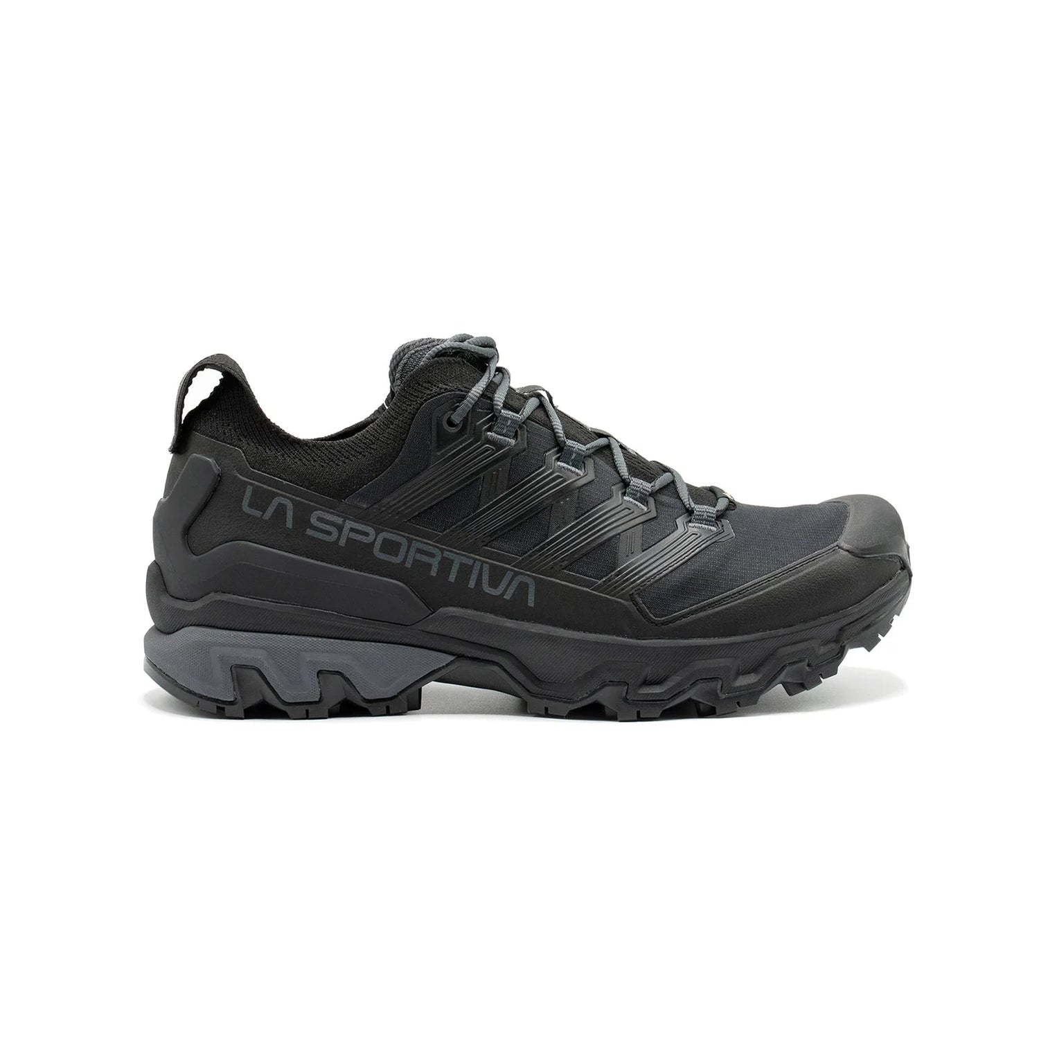Black hiking shoe with 'La Sportiva' branding on a white background - La Sportiva Ultra Raptor 3 GORE-TEX Shoes (Men's) - Black