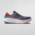 Blue and red running shoe with white sole on a gray background - La Sportiva Prodigio Max Shoes (Men's) - Night Sky/Mountain Red