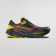 Black and yellow running shoe with 'La Sportiva' branding on a gray background - La Sportiva Prodigio Max Shoes (Men's) - Black/Yellow