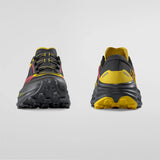 Pair of black and yellow athletic shoes on a light gray background - La Sportiva Prodigio Max Shoes (Men's) - Black/Yellow