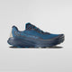 Blue running shoe with 'La Sportiva' branding on a gray background - La Sportiva Prodigio 2 Shoes (Men's) - Lake/Night Sky