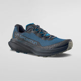 Blue and gray running shoe on a light gray background - La Sportiva Prodigio 2 Shoes (Men's) - Lake/Night Sky
