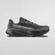 A black La Sportiva Protona 3 running shoe shown in a side profile view against a light gray background. - La Sportiva Prodigio 2 GORE-TEX Shoes (Men's) - Black/Reflective