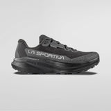 A black La Sportiva Protona 3 running shoe shown in a side profile view against a light gray background. - La Sportiva Prodigio 2 GORE-TEX Shoes (Men's) - Black/Reflective
