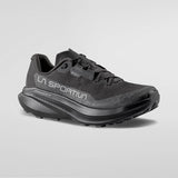 A black La Sportiva Prologo 2 running shoe shown from a three-quarters angle on a light gray background. - La Sportiva Prodigio 2 GORE-TEX Shoes (Men's) - Black/Reflective