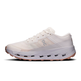 A single white running shoe with a textured mesh upper, white midsole, and a light pink outsole, shown from a side profile on a white background. - On Cloudultra 3 Shoes (Women's) - Oyster/Ether