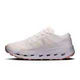 A single white running shoe with a textured mesh upper, white midsole, and a light pink outsole, shown from a side profile on a white background. - On Cloudultra 3 Shoes (Women's) - Oyster/Ether