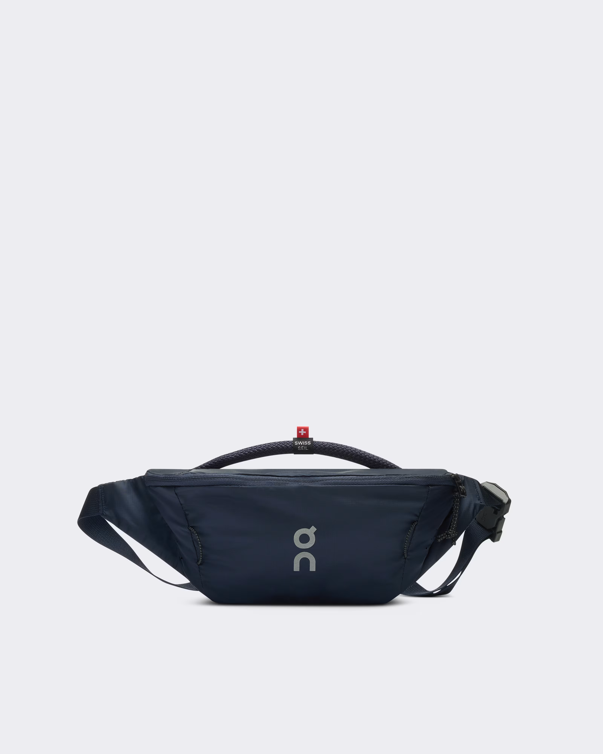 Navy waist bag with brand logo on a light gray background - On Waist Pack 2L Lite - Navy
