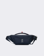 Navy waist bag with brand logo on a light gray background - On Waist Pack 2L Lite - Navy