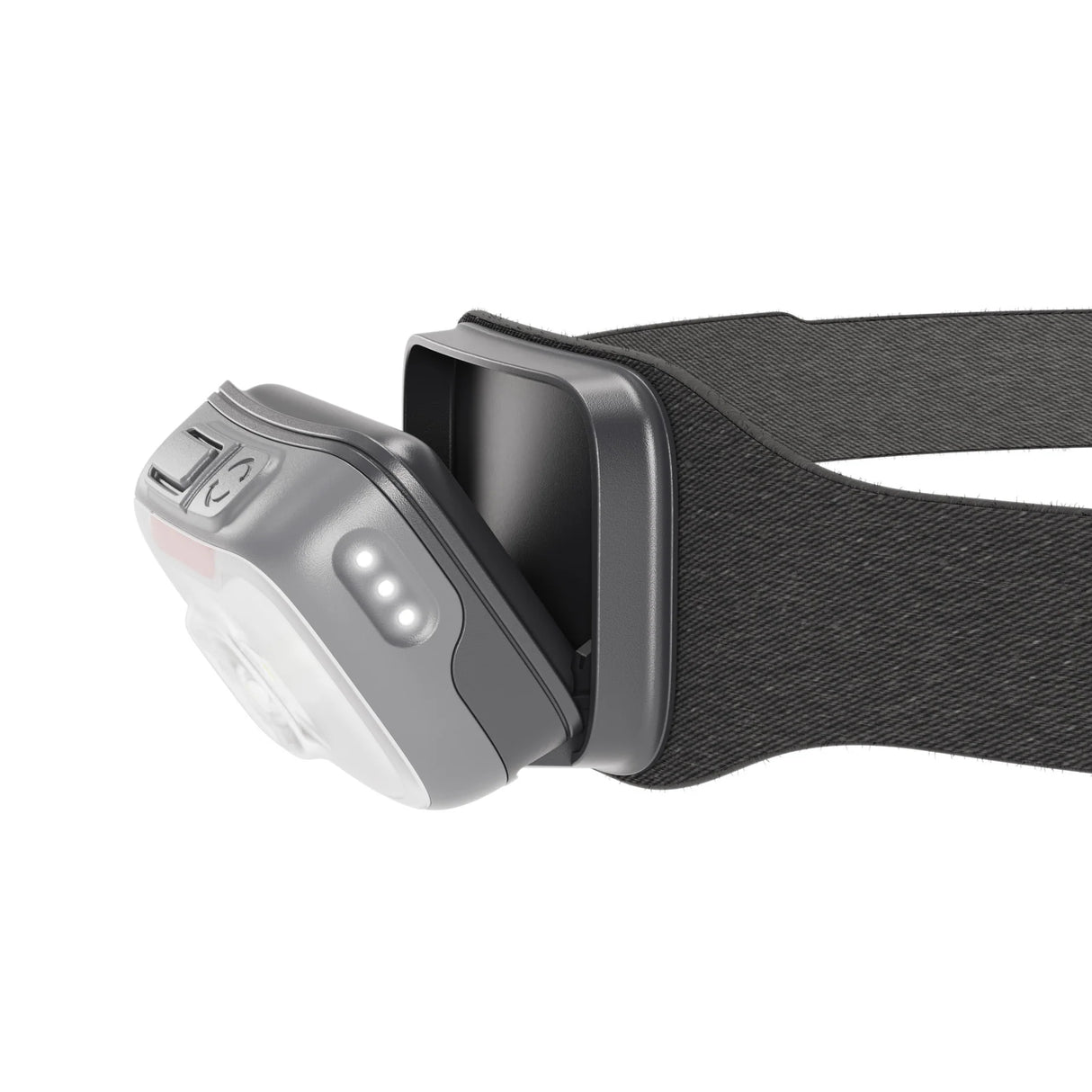 Headlamp with black strap on a white background - Biolite Range 500 Headlamp - Midnight Grey