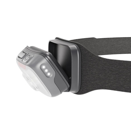 Headlamp with black strap on a white background - Biolite Range 500 Headlamp - Midnight Grey