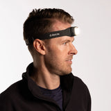 Man wearing a BioLite headlamp on a plain background - Biolite Range 500 Headlamp - Midnight Grey